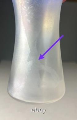 Steuben Verre de Soie with Blue Threading Glass Vase