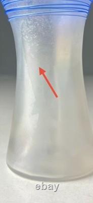 Steuben Verre de Soie with Blue Threading Glass Vase