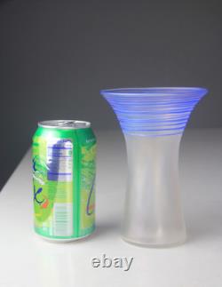 Steuben Verre de Soie with Blue Threading Glass Vase