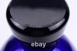Steven Correia Cobalt Blue Art Glass Vase with Abstract Cut Designs