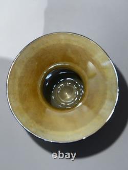 Steven Lundberg Glass Art Iridescent Weaved Basket Vase Cobalt Blue Signed