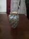 Steven Lundberg Glass Art Vase Swirled Blue Cream And Gold, 4 x 2