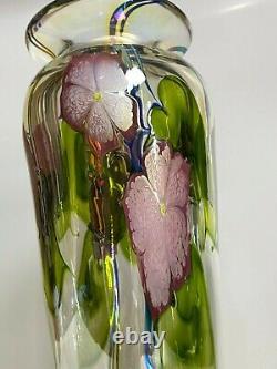 Stuart Abelman Studio Purple Lily Large 14.5 Vase 1997 Artist Signed Art Glass