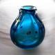 Studio Art Glass Vase Cobalt Blue Gold Black Specks Signed Sharon Fujimoto