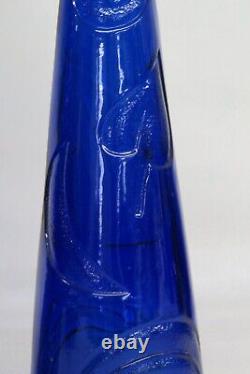 Studio Nova Cobalt Blue Glass Moon Spiral Spade Rainbow Tall Vases a Pair 3103B