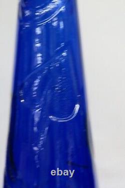 Studio Nova Cobalt Blue Glass Moon Spiral Spade Rainbow Tall Vases a Pair 3103B