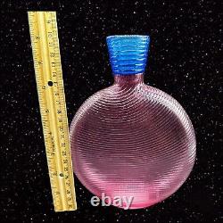 Studio Paran Post Swirl Art Glass Vase Blue Top Magenta Pink Signed 8T 1.75W