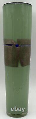 Studio Paran Silver Enso Hand Crafted Green Art Glass Vase by Richard Jones 2006