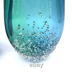Studioglas Swedish Strombergshyttan Glass Vases 10.5 Tall Signed Set of 2 READ