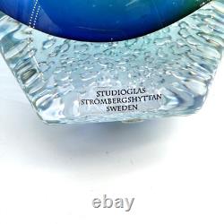 Studioglas Swedish Strombergshyttan Glass Vases 10.5 Tall Signed Set of 2 READ