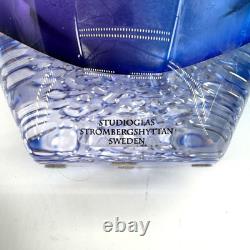 Studioglas Swedish Strombergshyttan Glass Vases 10.5 Tall Signed Set of 2 READ
