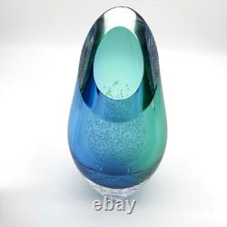 Studioglas Swedish Strombergshyttan Glass Vases 10.5 Tall Signed Set of 2 READ