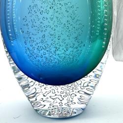 Studioglas Swedish Strombergshyttan Glass Vases 10.5 Tall Signed Set of 2 READ