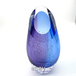 Studioglas Swedish Strombergshyttan Glass Vases 10.5 Tall Signed Set of 2 READ