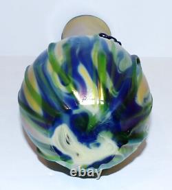 Stunning 1980 Phoenix Studios Tom Arnold Art Glass Aurene Flowers 9 3/8 Vase