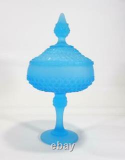Stunning Art Deco Ice Blue Depression Glass Lidded Comport Lollie Bon Bon Dish