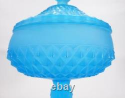 Stunning Art Deco Ice Blue Depression Glass Lidded Comport Lollie Bon Bon Dish