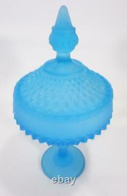 Stunning Art Deco Ice Blue Depression Glass Lidded Comport Lollie Bon Bon Dish