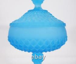 Stunning Art Deco Ice Blue Depression Glass Lidded Comport Lollie Bon Bon Dish