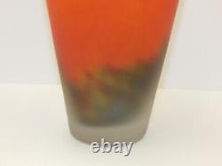 Stunning Art Glass Paste Vase Hand Blown 9.5 Yellow Orange Blue France Art Deco