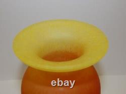 Stunning Art Glass Paste Vase Hand Blown 9.5 Yellow Orange Blue France Art Deco