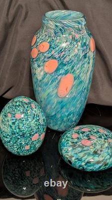 Stunning! Dale Tiffany Leona Hand Blown/painted Art Glass Set! Exquisite