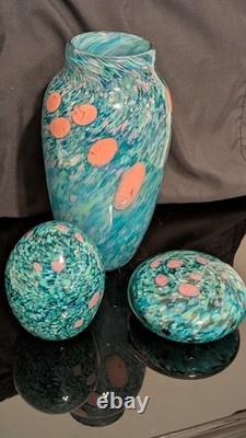 Stunning! Dale Tiffany Leona Hand Blown/painted Art Glass Set! Exquisite