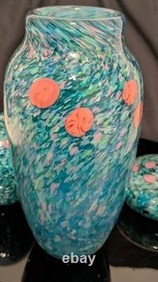 Stunning! Dale Tiffany Leona Hand Blown/painted Art Glass Set! Exquisite