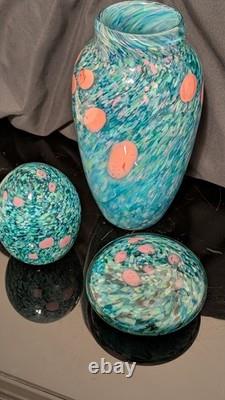 Stunning! Dale Tiffany Leona Hand Blown/painted Art Glass Set! Exquisite