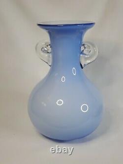 Stunning Italian 11 Cased Glass Vase Toso Murano Style Blue APPRAISED $350-$450