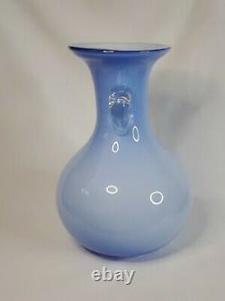 Stunning Italian 11 Cased Glass Vase Toso Murano Style Blue APPRAISED $350-$450