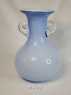 Stunning Italian 11 Cased Glass Vase Toso Murano Style Blue APPRAISED $350-$450