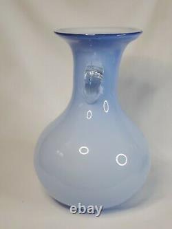 Stunning Italian 11 Cased Glass Vase Toso Murano Style Blue APPRAISED $350-$450