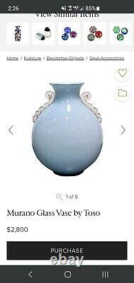 Stunning Italian 11 Cased Glass Vase Toso Murano Style Blue APPRAISED $350-$450