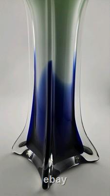 Stunning Jack and The Pulpit Art Glass Hand Blown Vase Lilly Blue Green White
