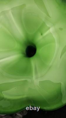 Stunning Jack and The Pulpit Art Glass Hand Blown Vase Lilly Blue Green White