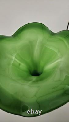 Stunning Jack and The Pulpit Art Glass Hand Blown Vase Lilly Blue Green White