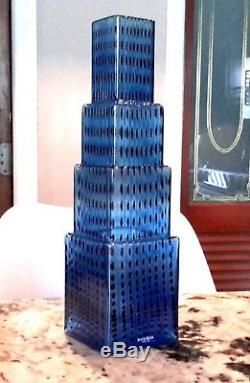 Stunning Kosta Boda Metropolis Glass Vase Skyscraper Art Sculpture In Mint Cond