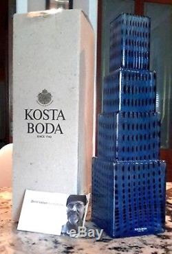 Stunning Kosta Boda Metropolis Glass Vase Skyscraper Art Sculpture In Mint Cond
