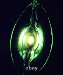 Stunning Murano Stretched Blue Green Glass Art Piece 12 UV Reactive. Beautiful