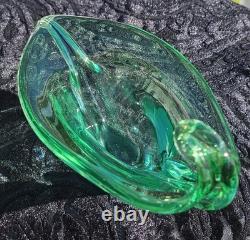 Stunning Murano Stretched Blue Green Glass Art Piece 12 UV Reactive. Beautiful