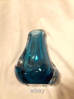 Stunning Paul Harrie Art Glass Vase (Blue Azure) River Series Signed with label