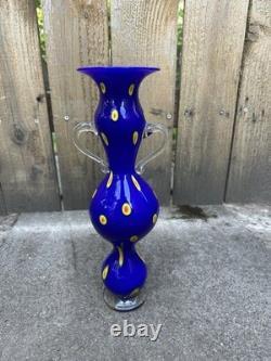 Stunning Pinkwater Art Glass Vase 1998 Greek Amphora Styled