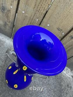 Stunning Pinkwater Art Glass Vase 1998 Greek Amphora Styled