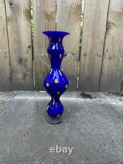 Stunning Pinkwater Art Glass Vase 1998 Greek Amphora Styled