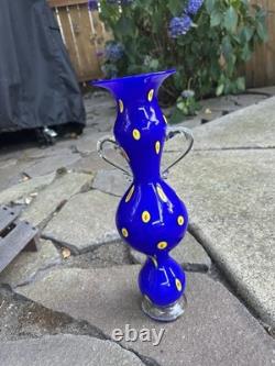 Stunning Pinkwater Art Glass Vase 1998 Greek Amphora Styled