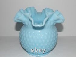 Stunning Rare Vintage Fenton Hobnail Blue/turquoise Pastel Ruffled 5 5/8 Vase