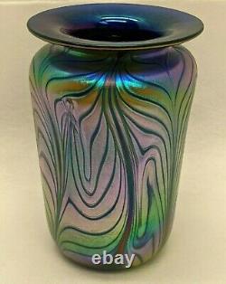 Stunning Rick Hunter Cobalt Iridescent Cobra Skin Vase signed