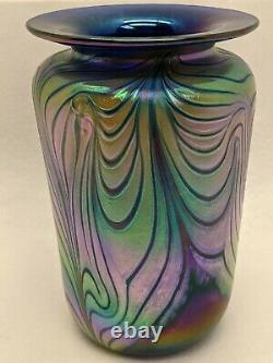 Stunning Rick Hunter Cobalt Iridescent Cobra Skin Vase signed