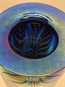 Stunning Rick Hunter Cobalt Iridescent Cobra Skin Vase signed